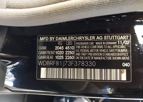 2003 Mercedes-Benz C 240 z USA, uszkodzony, nr VIN WDBRF81J73F378330